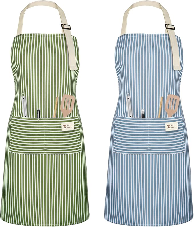 Tablier de cuisine ajustable unisexe vert et bleu Vendos85 - Mathon