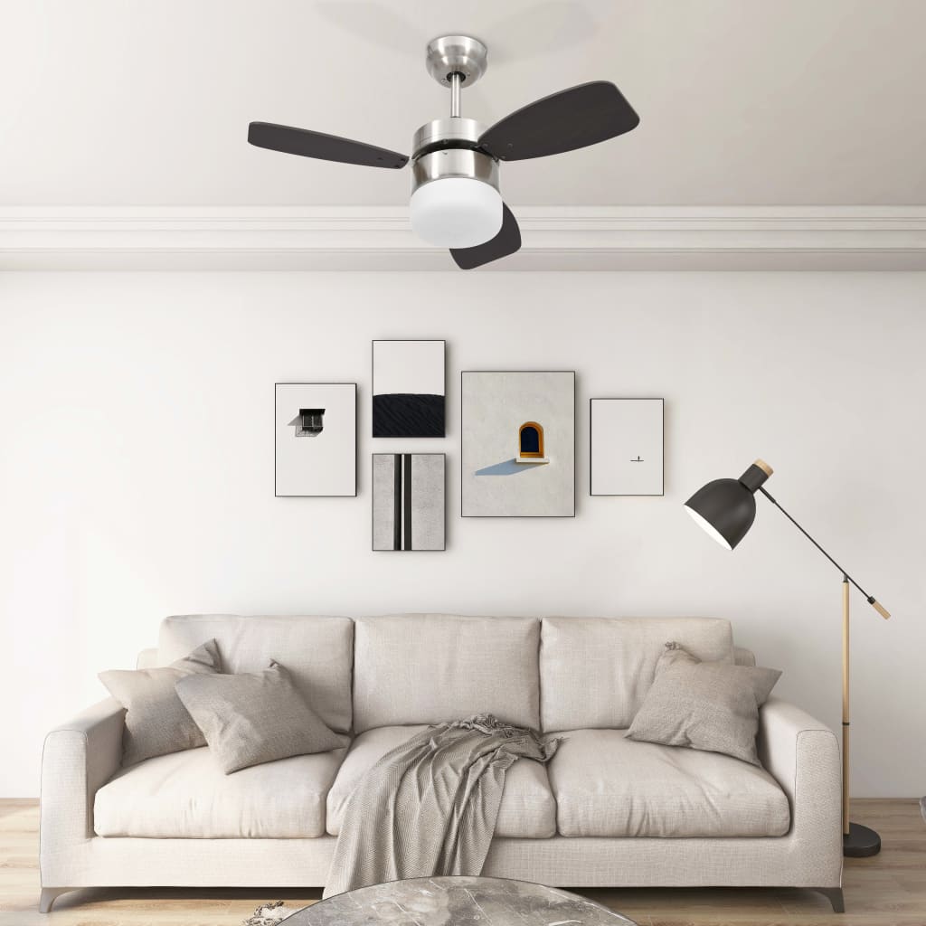 Ventilateur de plafond avec lumière et télécommande 76 cm Marron foncé VidaXL - Mathon
