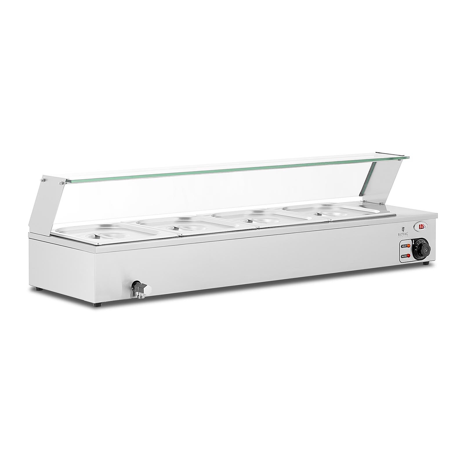 Bain-marie chauffe-plat bain-marie vitrine bain-marie professionnelle 2 000 watts 4 x GN 1/2 robinet de vidange  14_0004223 - Mathon - 1
