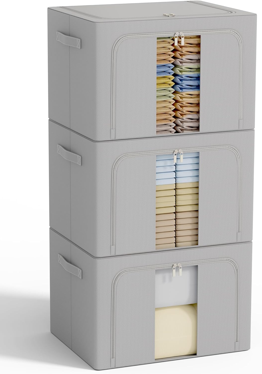 Lot de 3 boîtes de rangement pliables métal gris – 90 L Vendos85 - Mathon