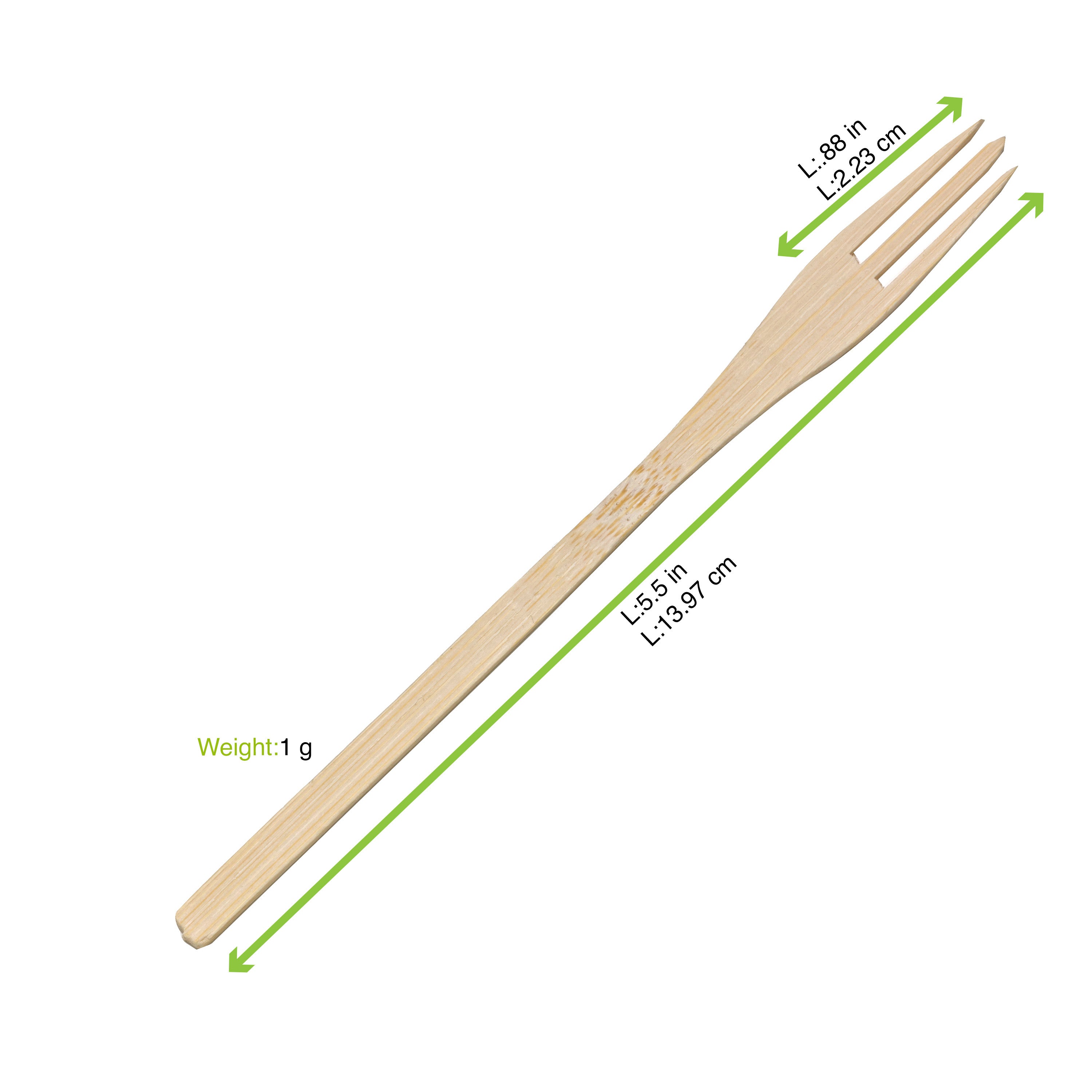 50Pcs - Fourchette bambou "Trident"  140 FirstPack - Mathon - 2