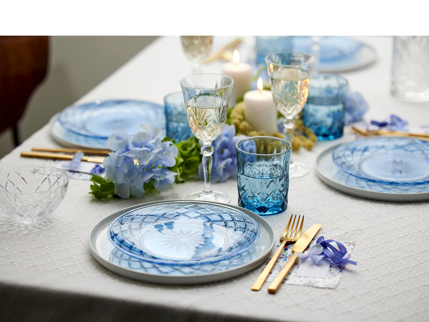 Set de 4 assiette SORRENTO en verre Bleu Lyngby Glas - Mathon - 3