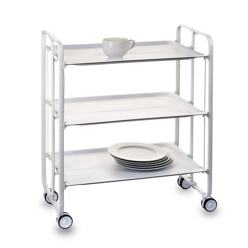 Desserte pliante 3 niveaux avec roulettes – structure blanche, bauhaus Don Hierro - Mathon - 4