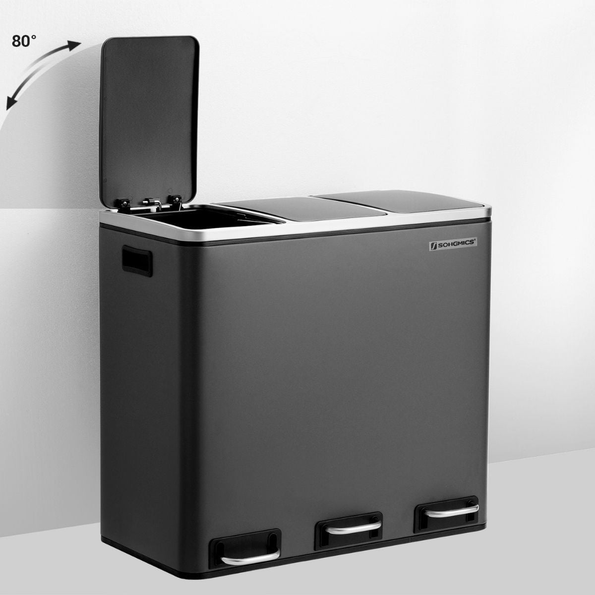 Poubelle de Tri 54L à Pédales Noires Calicosy - Mathon - 6