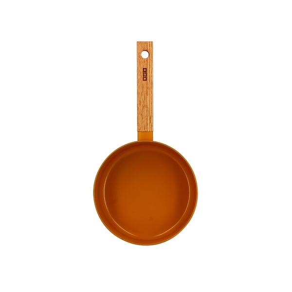 Casserole Ector induction aluminium revêtu manche en bois 18 cm jaune Ogo - Mathon - 2