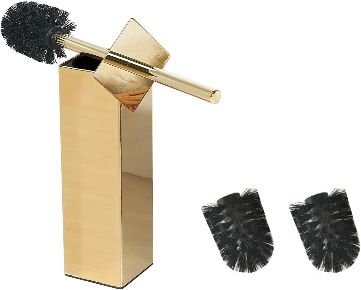 Brosse WC Carrée Dorée en Acier Inoxydable Vendos85 - Mathon