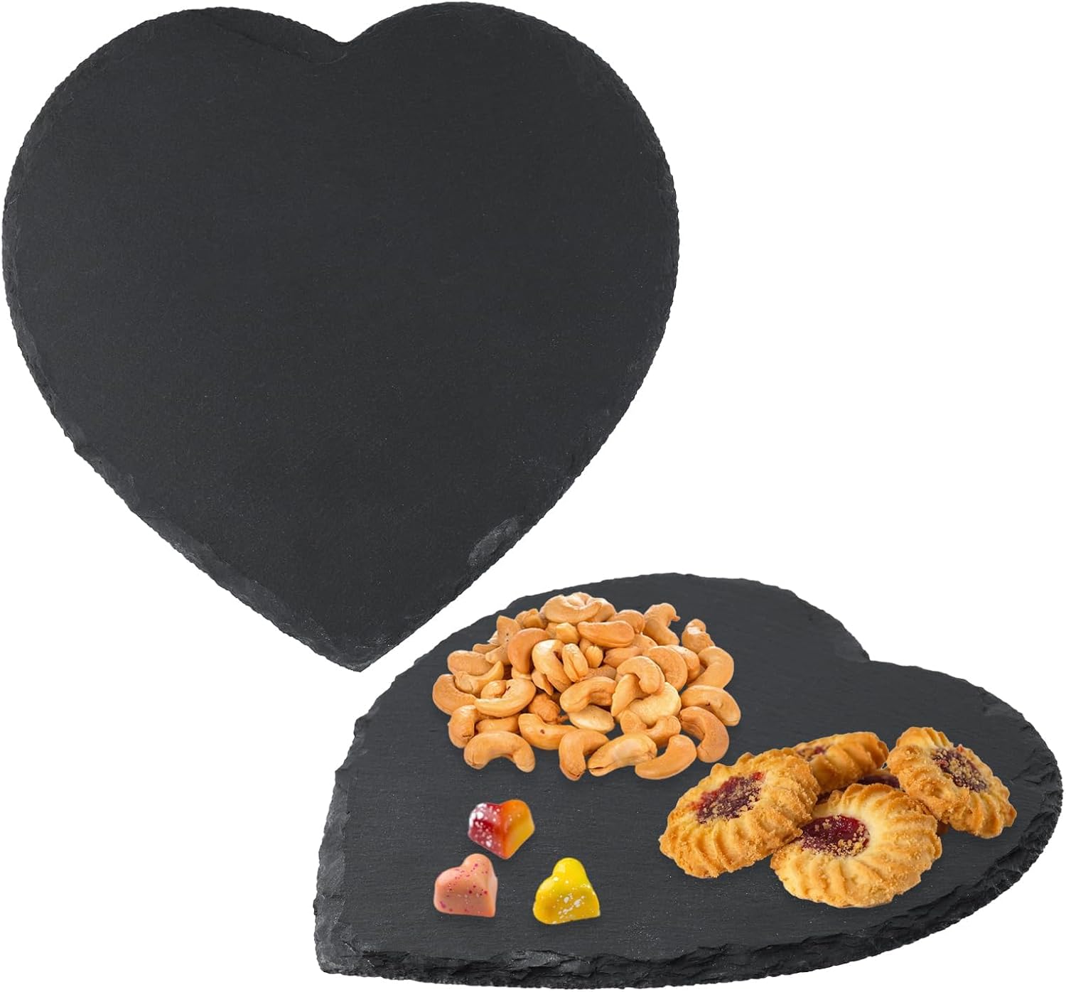 Lot de 2 plateaux en ardoise cœur 20x20 cm Vendos85 - Mathon