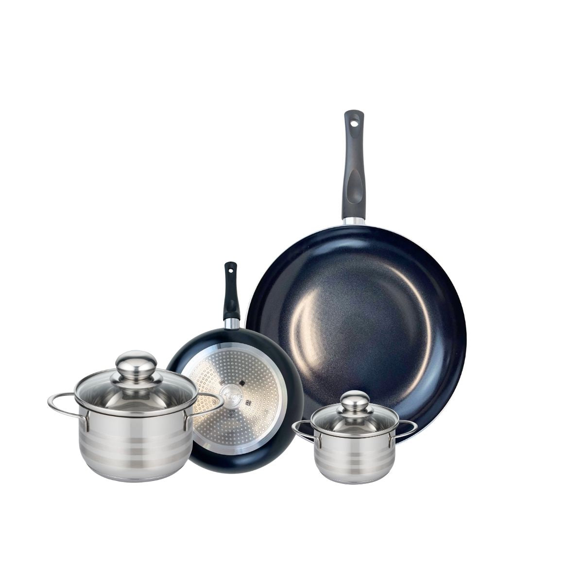 Ensemble de 2 Poêles de cuisson 20 et 32 cm et 2 faitouts 12 et 16 cm  Prima Brillant Elo - Mathon - 1