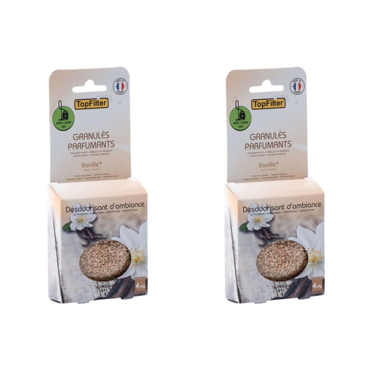 Lot de 2 x 4 Sachets de granulés de parfum pour aspirateur à la vanille TopFilter TopFilter - Mathon - 1