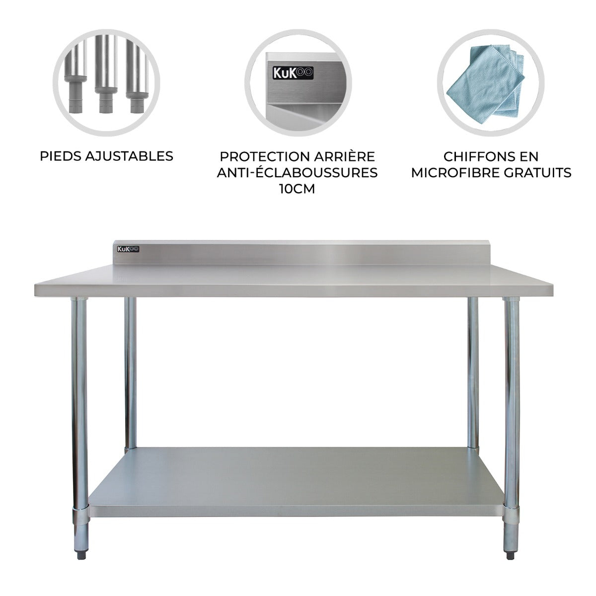 Table de Travail pour Cuisine en Inox - 120 cm - Mathon - 3