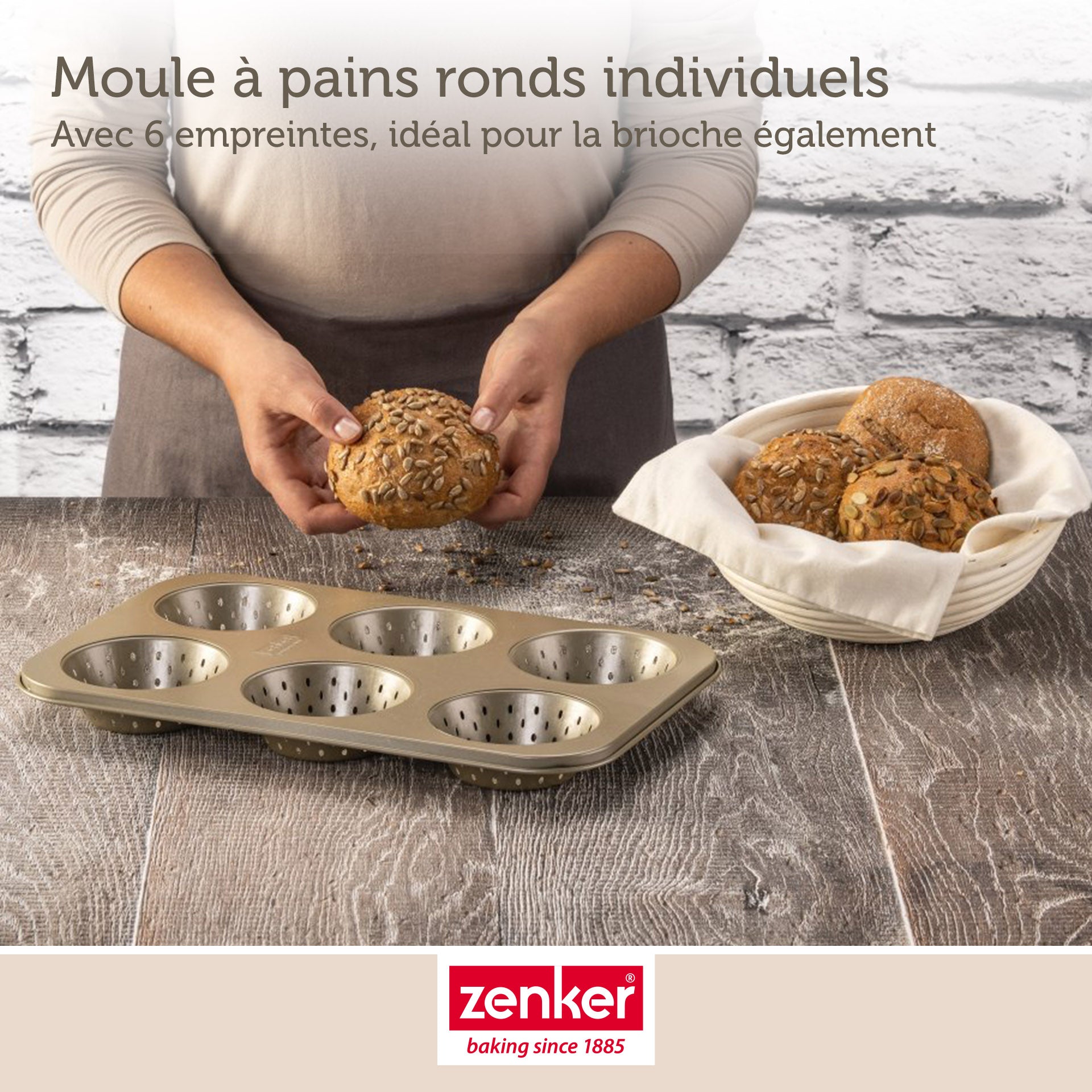 Moule à petits pains individuels ronds 6 empreintes 33 x 22 cm Zenker Mojave Gold Zenker - Mathon - 4