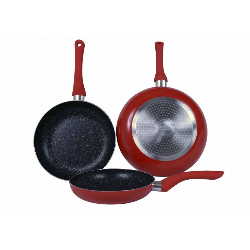 Lot de 3 Poêles en pierre 20 24 28cm Induction rouge Cenocco CC2001-RED Cenocco - Mathon - 2