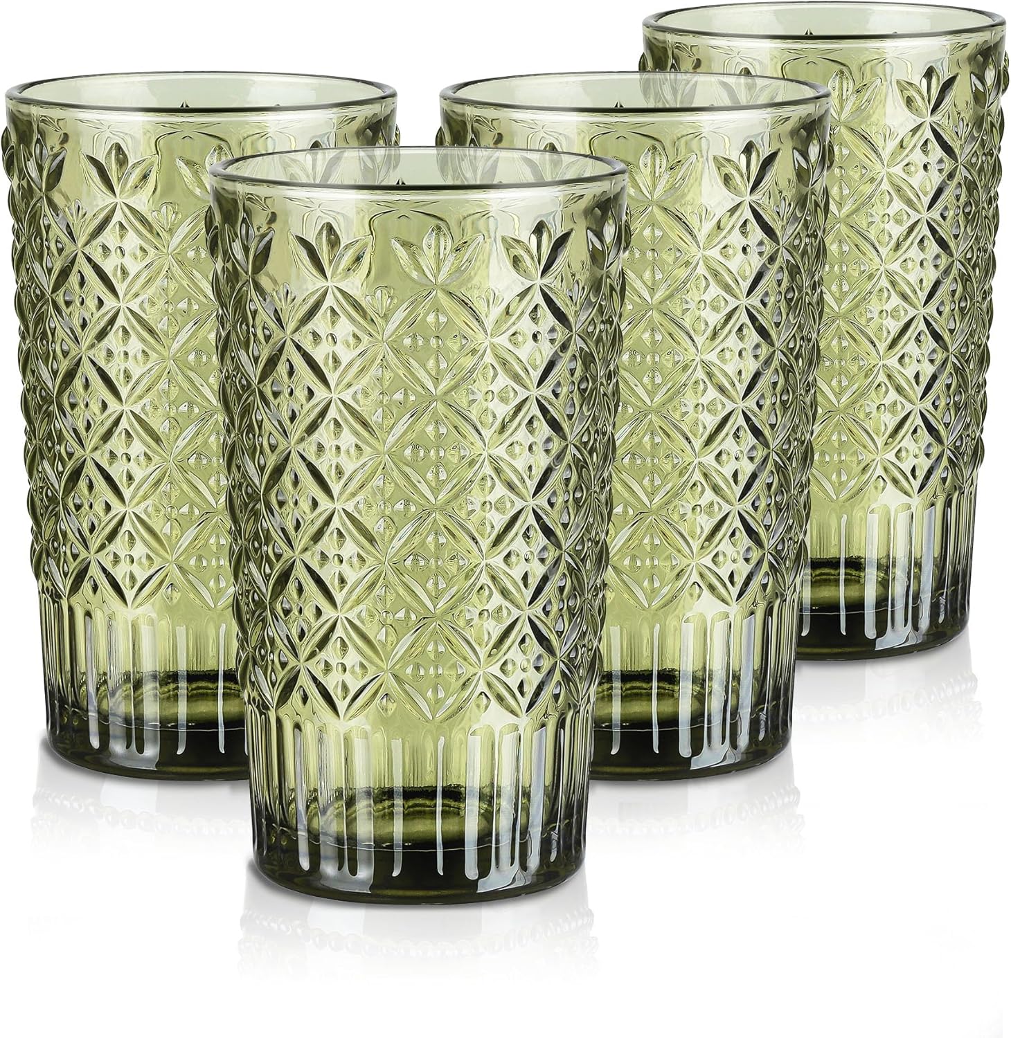 Lot de 4 Verres Highball Colorés – Motif Carreaux Vintage Vendos85 - Mathon