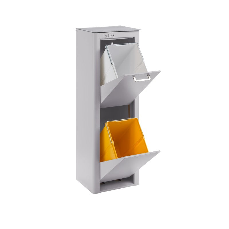 Poubelle cuisine de tri sélectif CUBEK, 2 compartiments de 20 litres, Gris Don Hierro - Mathon - 3