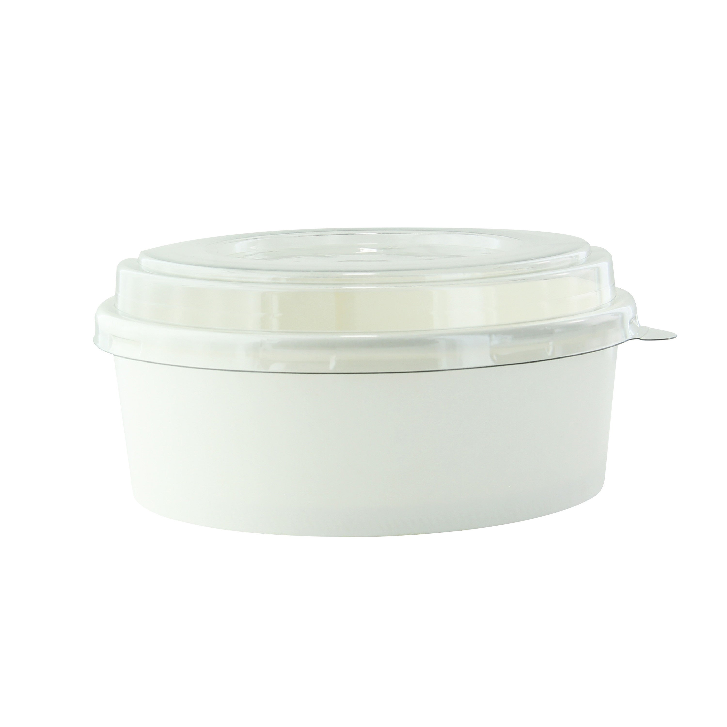 50Pcs - Combo Saladier rond Blanc "Buckaty" et couvercle PET    H50mm 550ml FirstPack - Mathon