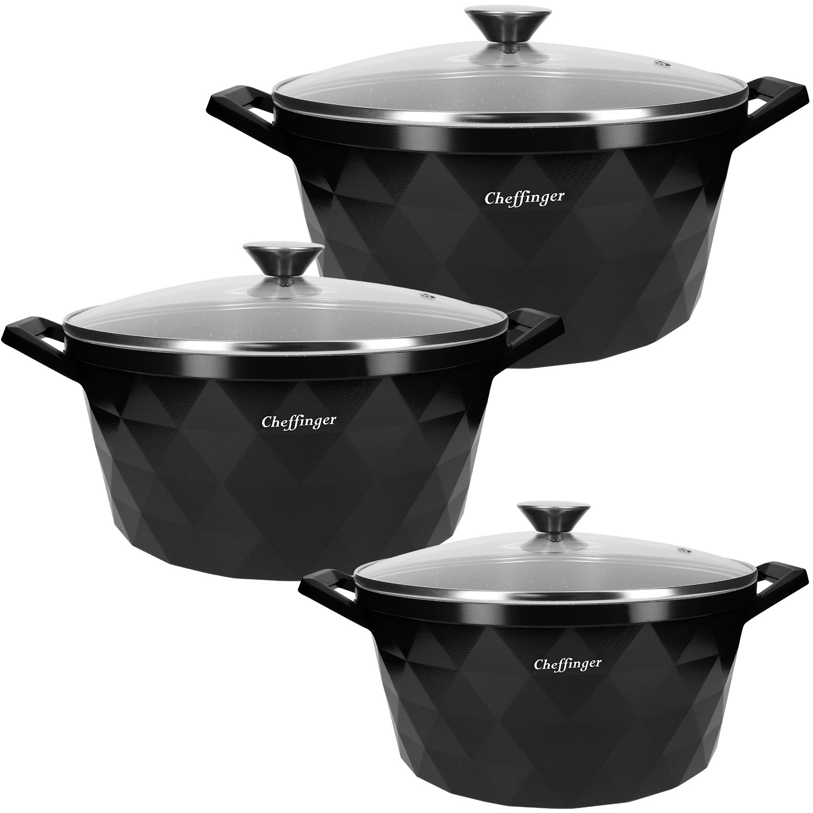 3 Marmites 20 / 24 / 28 cm Cheffinger - Mathon - 1