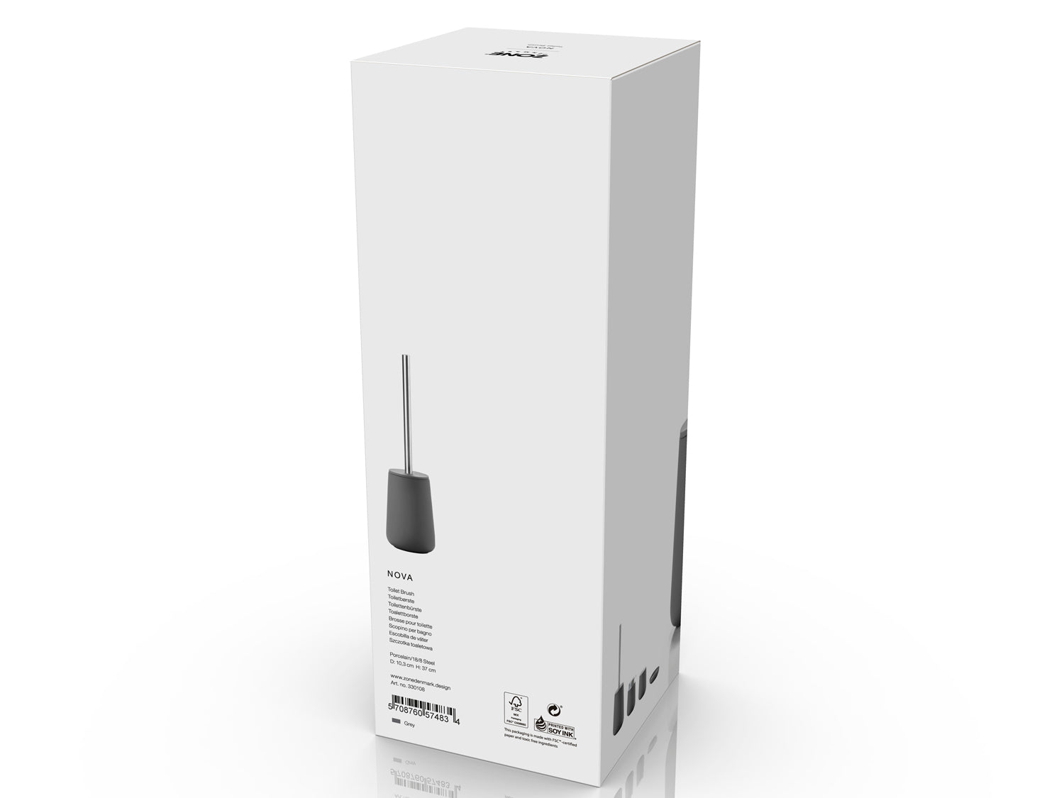 Brosse de toilette NOVA en porcelaine et acier Gris Zone Denmark - Mathon - 3