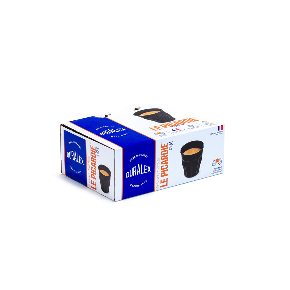 Boite de 6 gobelets Picardie noir 9 cl Trend