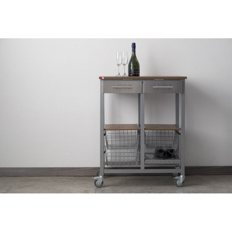 Grande desserte de cuisine, série onda aluminium double Don Hierro - Mathon - 6