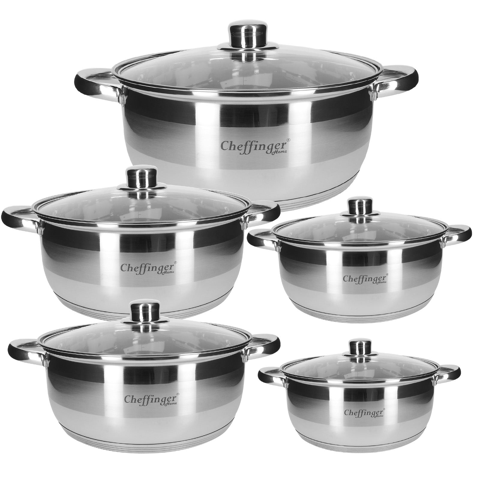 Ensemble de 5 Marmite Inox Cheffinger - Mathon - 1