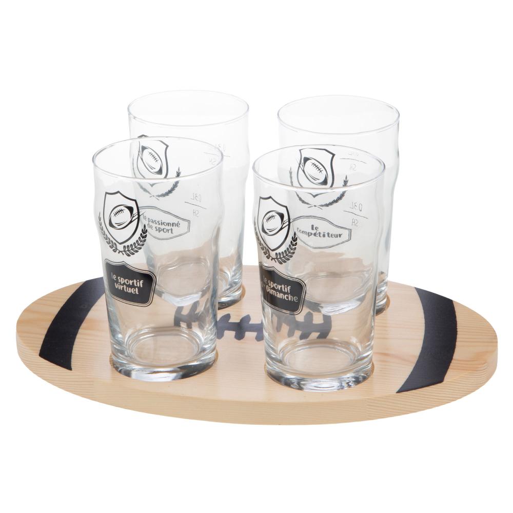 Planche 4 verres à bière Rugby Amadeus - Mathon - 1