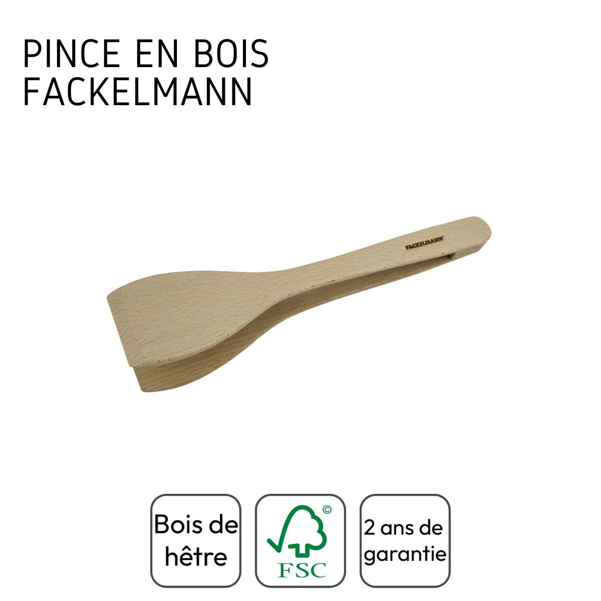 Pince de cuisine en bois FSC 29,7 cm Fackelmann - Mathon - 4