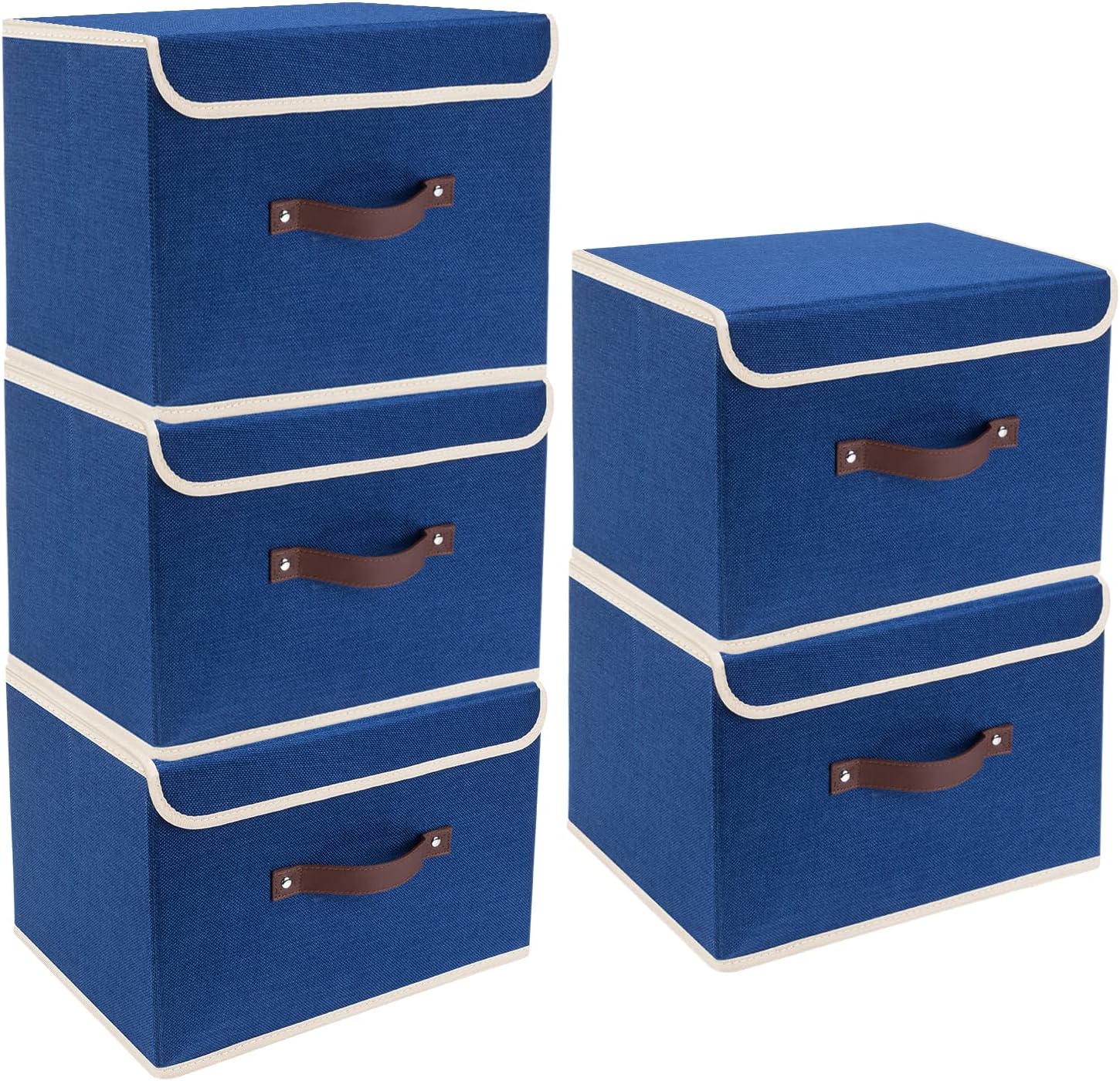 Set de 5 boîtes de rangement pliables bleues Vendos85 - Mathon