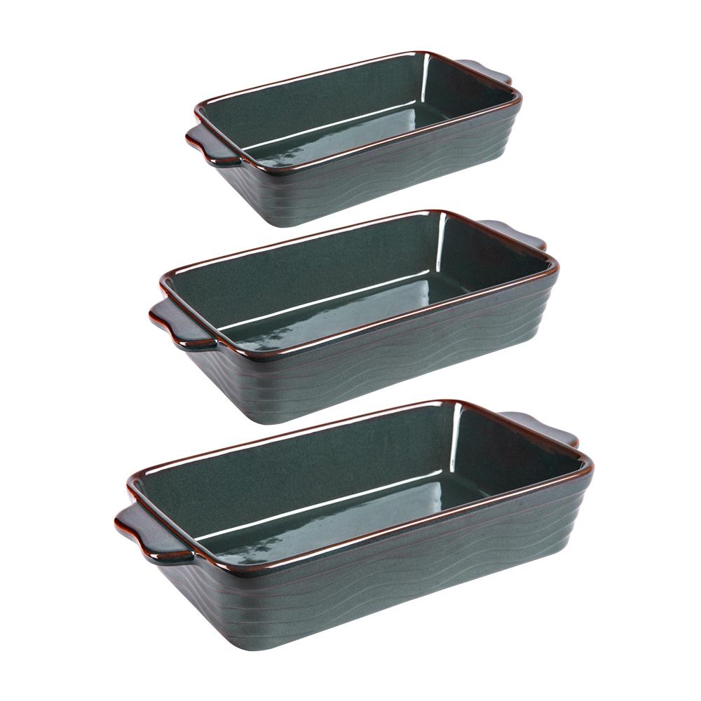 Set de 3 plats à four vague vert 25, 30 et 36 cm Table passion - Mathon - 1