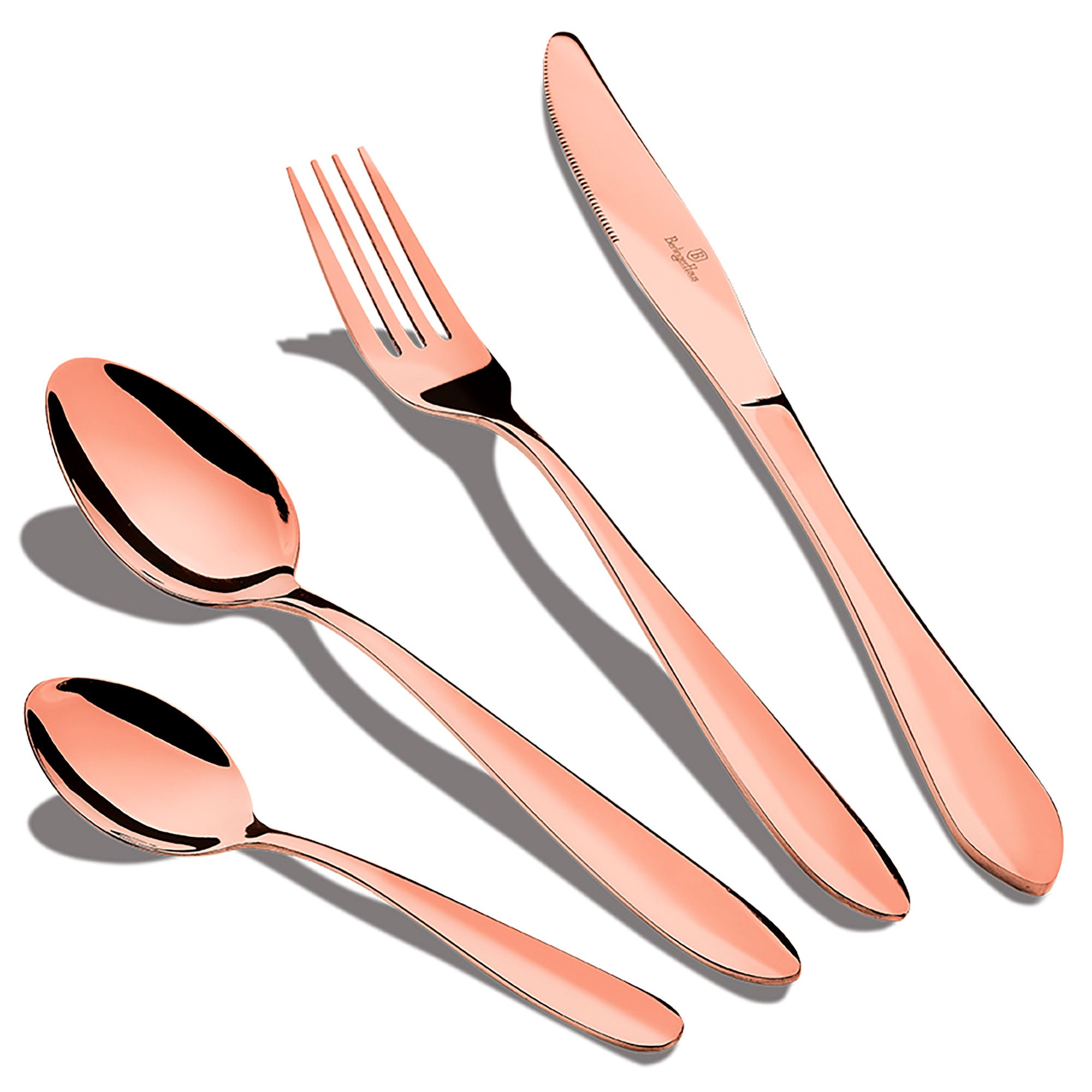Ménagère Doré 24-Piece Acier Inox. Finition Polie, Set de Couverts 6 Personnes  Or Rose Rose Gold Mirror - Mathon - 1