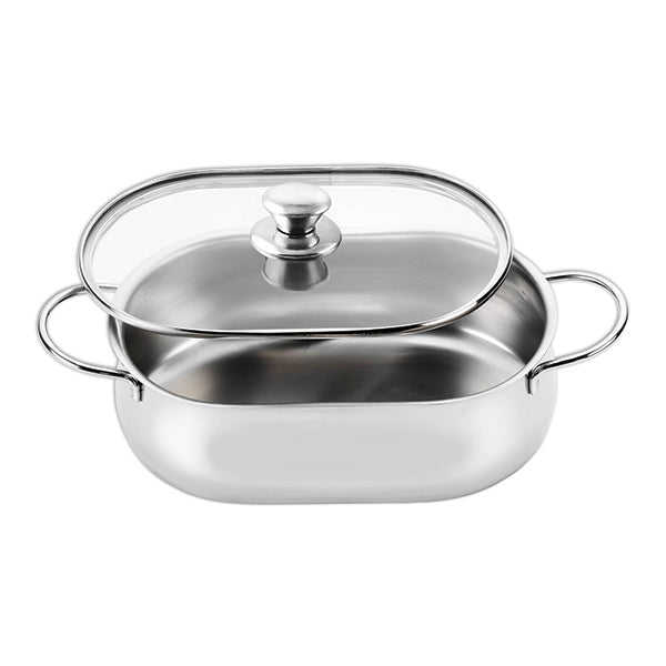 Faitout ovale Superchef 30 cm avec couvercle en verre et grille Inoxriv - Mathon - 2