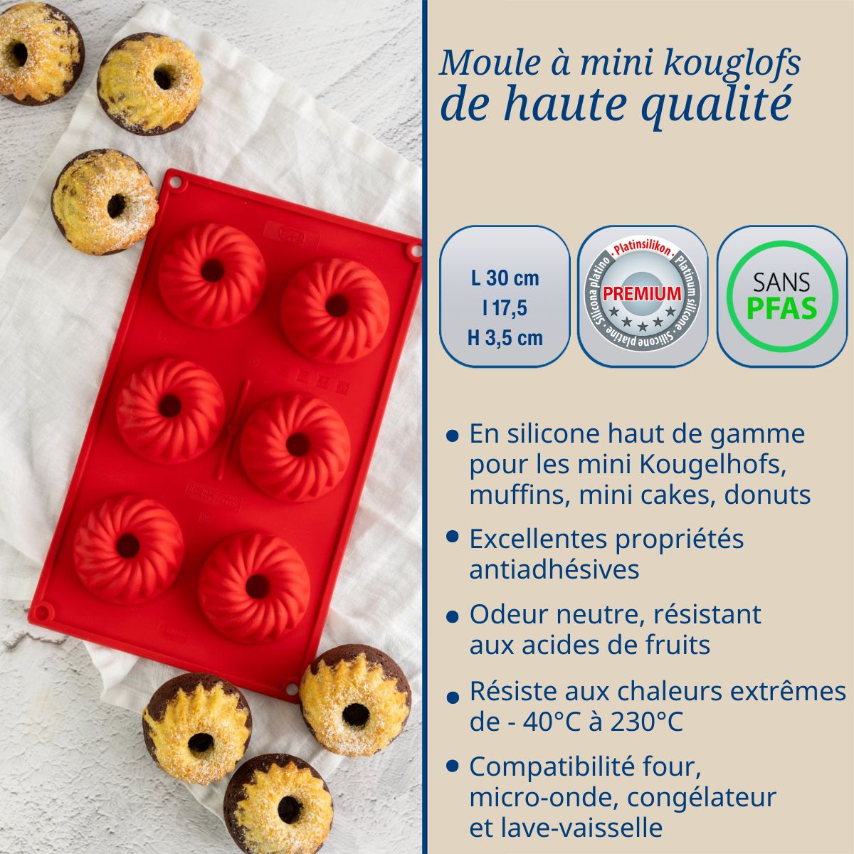 Moule à kougelhofs 6 empreintes 30 cm  Flexxibel Love Dr. Oetker - Mathon - 3