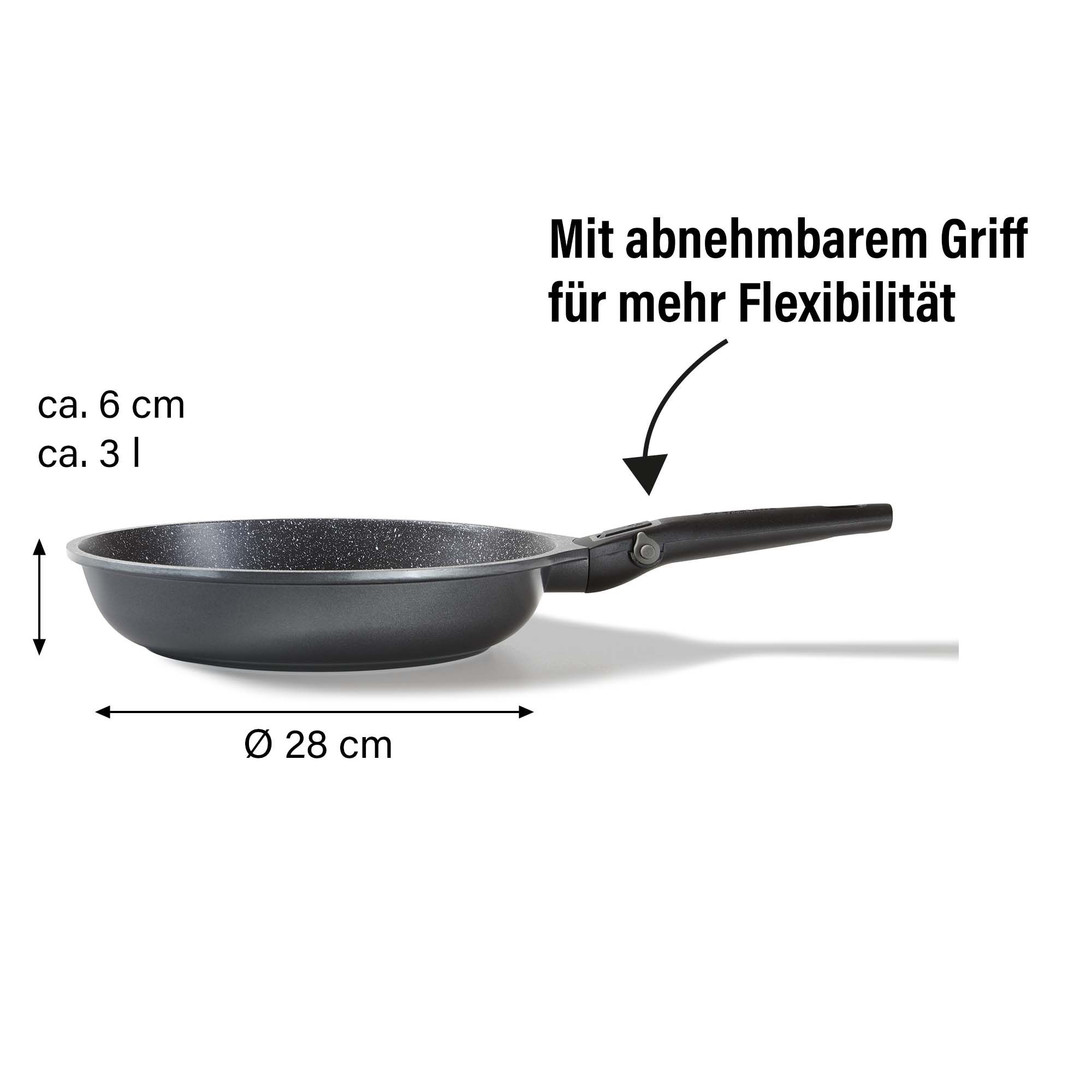 Poêle Imagination PLUS 28 cm, avec poignée amovible Stoneline - Mathon - 2