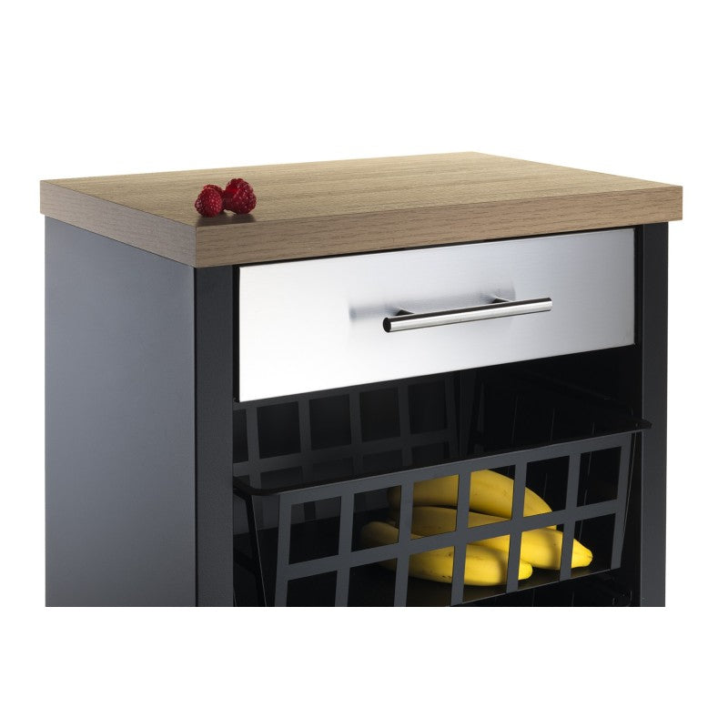 Desserte de cuisine KARA, noir-inox-Bois d