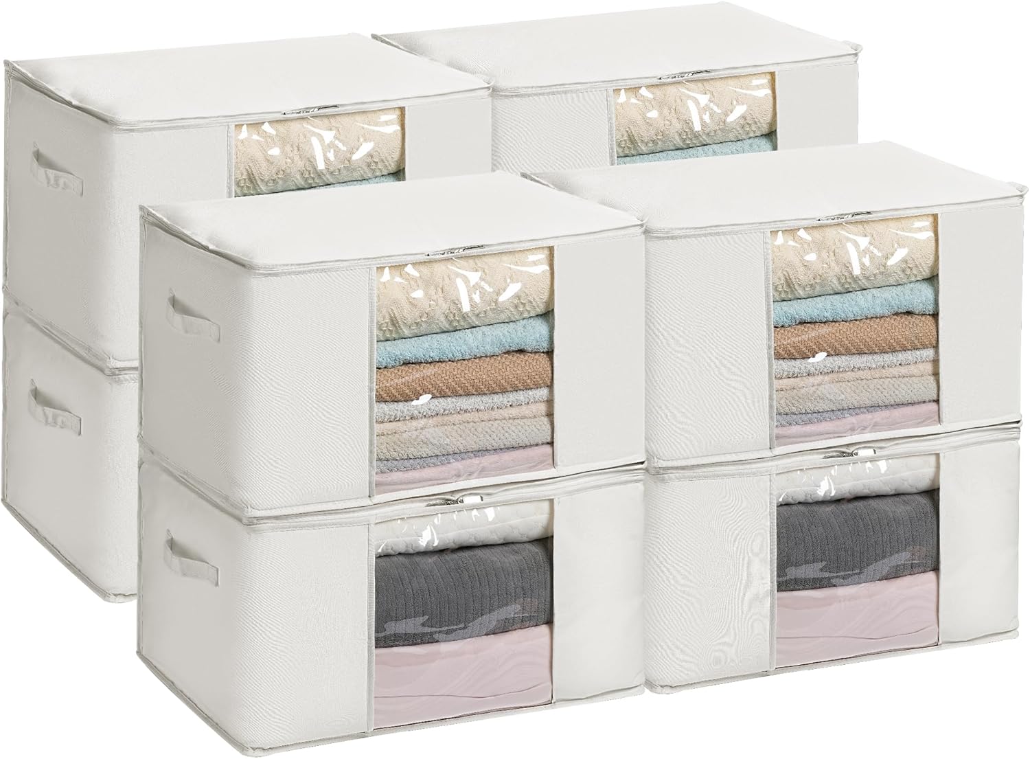 Lot de 8 sacs de rangement pliables beige avec fenêtre Vendos85 - Mathon