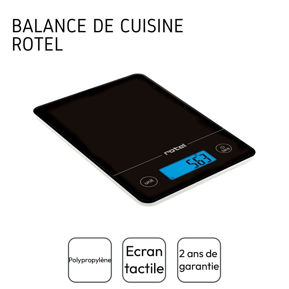 Balance de cuisine Noir électronique écran tactile Rotel Rotel - Mathon - 4