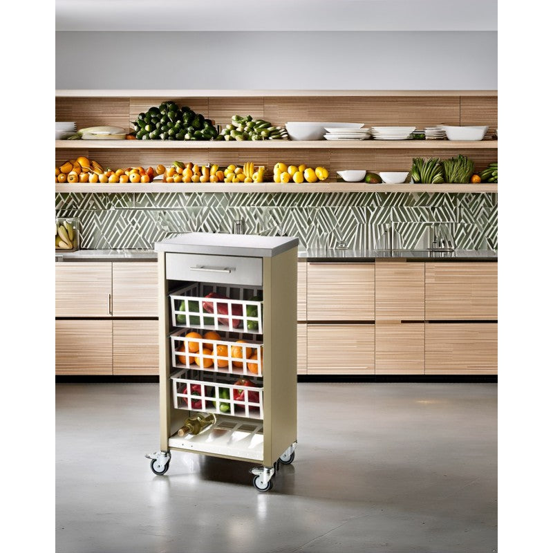 Desserte de cuisine avec plan de travail en acier inoxydable, MOHER, Vert olive Don Hierro - Mathon - 2