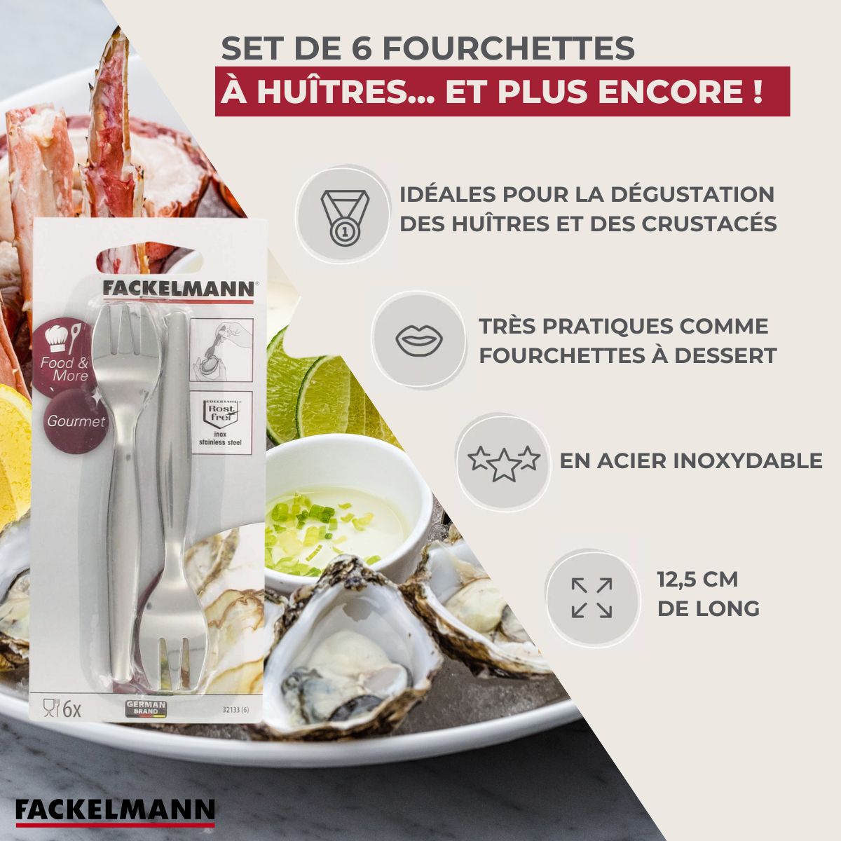 Lot de 6 fourchettes à huîtres 12,5 cm Fackelmann - Mathon - 3