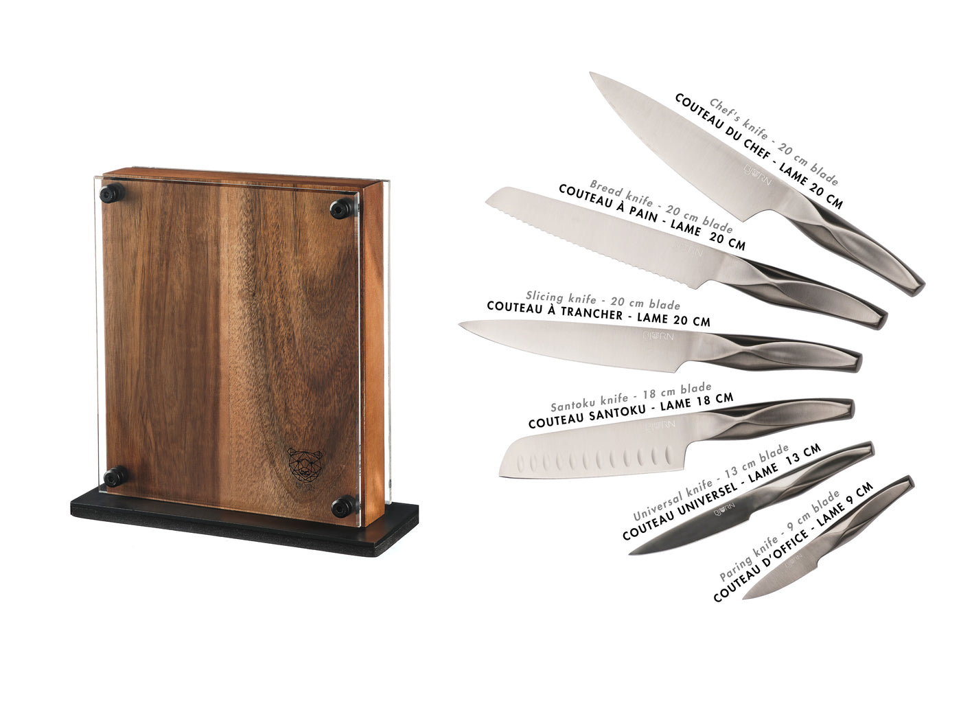 Lot de 7 couteaux de cuisine en inox gris D Björn - Mathon - 3