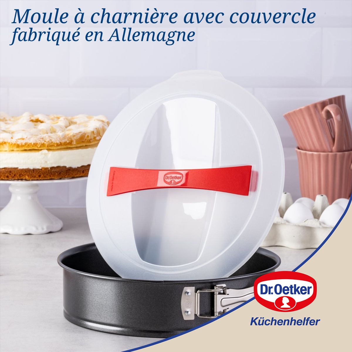 Ensemble de 2 Moules à manqué à charnière 26 cm avec couvercle de transport Dr. Oetker Bake and Go Dr. Oetker - Mathon - 2