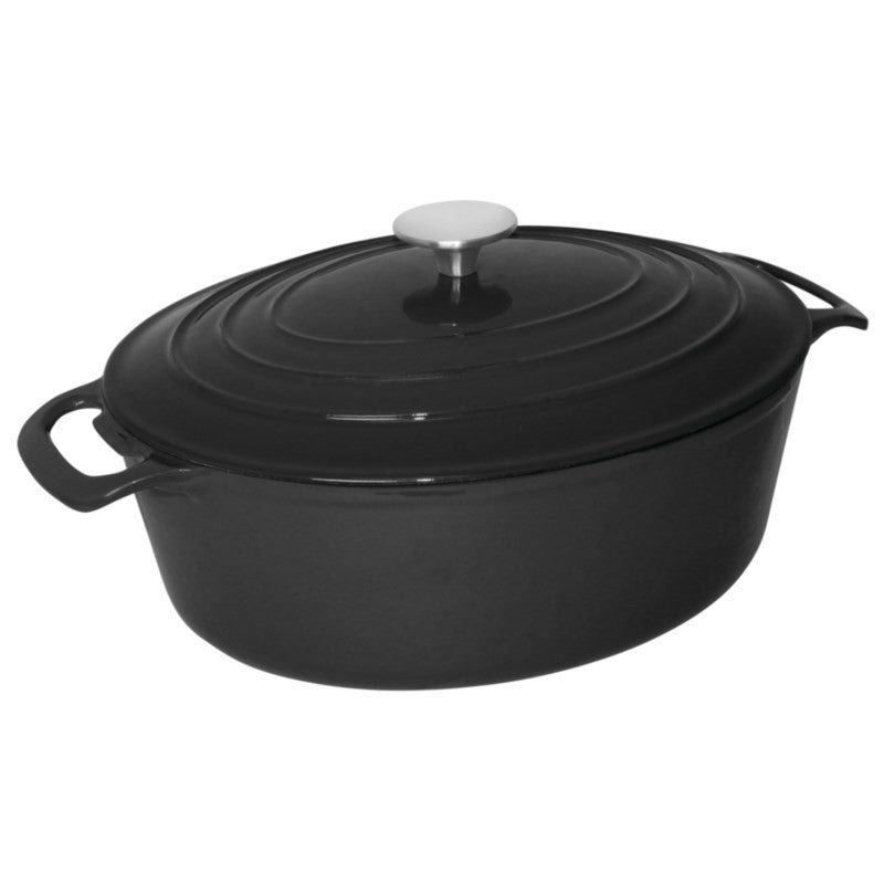 Cocotte ovale en fonte noire  5 L Vogue - Mathon - 1