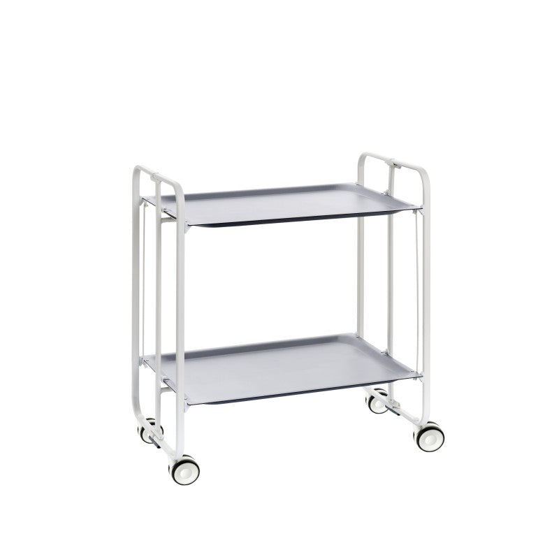 Desserte pliante 2 niveaux avec roulettes – structure blanche, bauhaus Don Hierro - Mathon - 1