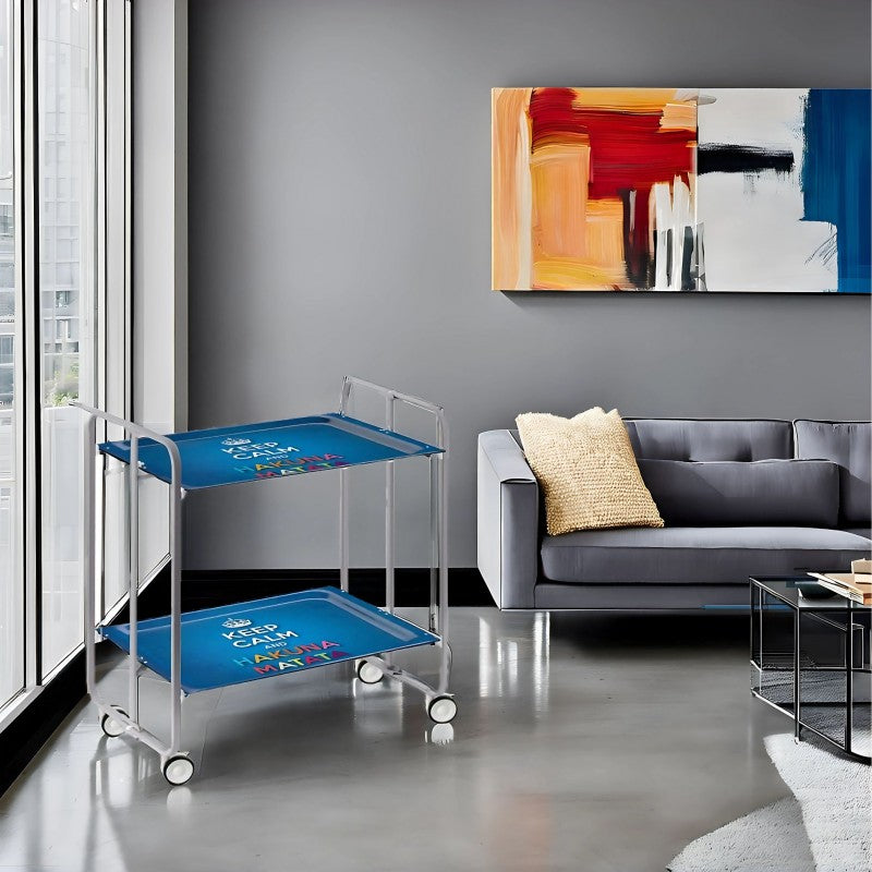 Desserte pliante 2 niveaux avec roulettes – structure gris aluminium, bauhaus Don Hierro - Mathon - 2