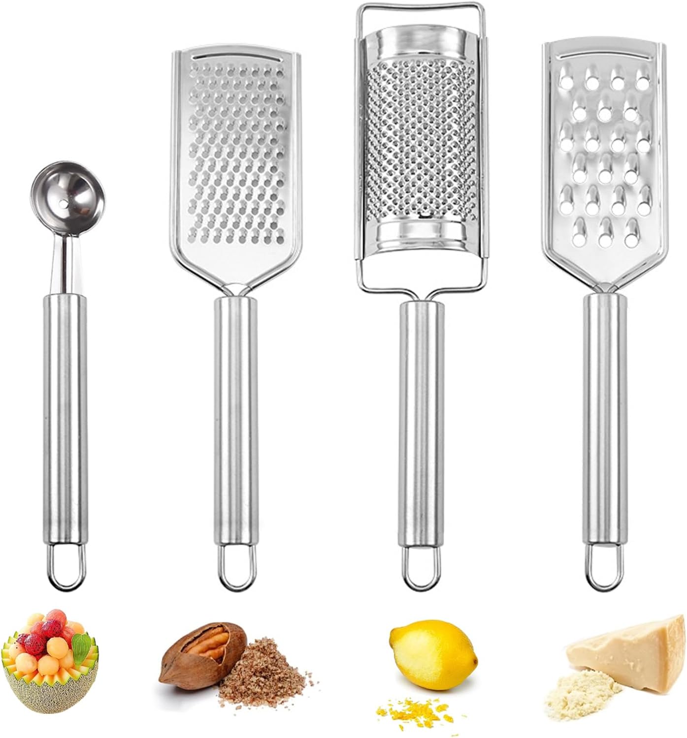 Set de 4 râpes multifonctions en acier inoxydable Vendos85 - Mathon