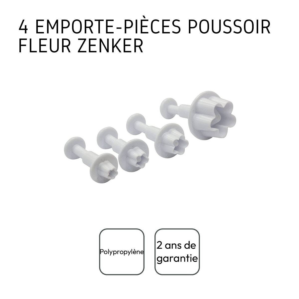 Lot de 4 emporte-pièces fleur pour pâte à sucre Zenker Emporte-pièces Zenker - Mathon - 4