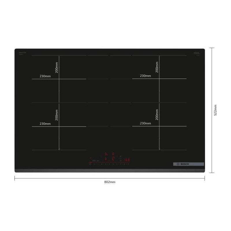 Table De Cuisson A Induction -   - 4 Foyers - 52,2 X 80,2 X 5,1 Cm - Pxy83khc1e - Noir Bosch - Mathon - 6