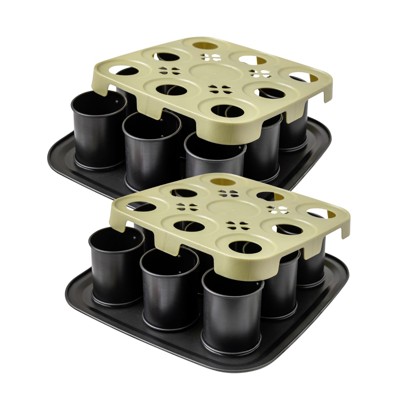 Ensemble de 2 Moules à gâteaux individuels 9 empreintes avec couvercle 29 x 29 cm Zenker Bake Click and Go Zenker - Mathon - 1