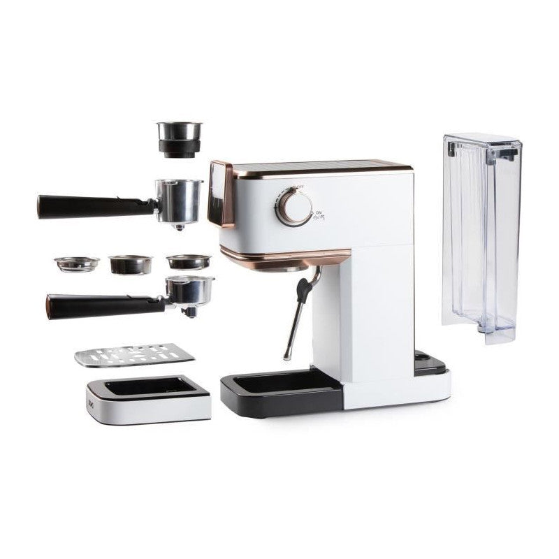 Machine A Expresso 3 En 1 - Domo - Do746k - 1350 W - 20 Bar - Blanc / Rose Domo - Mathon - 2