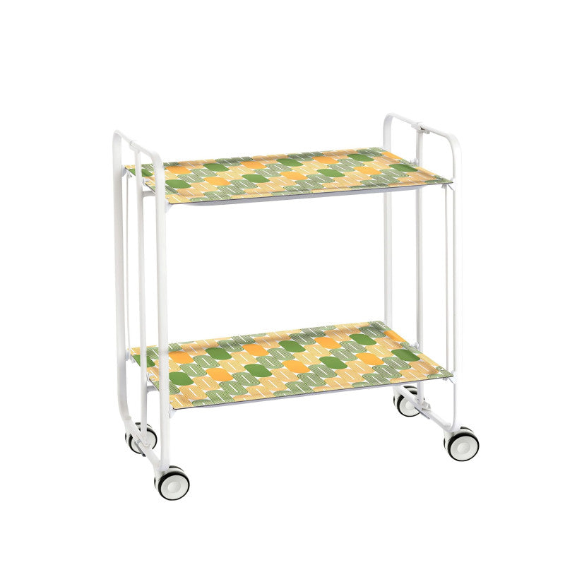 Desserte pliante 2 niveaux avec roulettes – structure blanche, bauhaus Don Hierro - Mathon - 1
