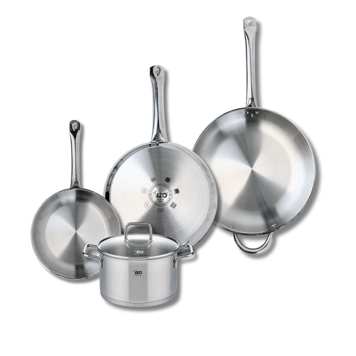 Ensemble de 3 Poêles de cuisson 24, 28 et 32 cm et 1 faitout 20 cm  Profi Citrin Elo - Mathon - 1