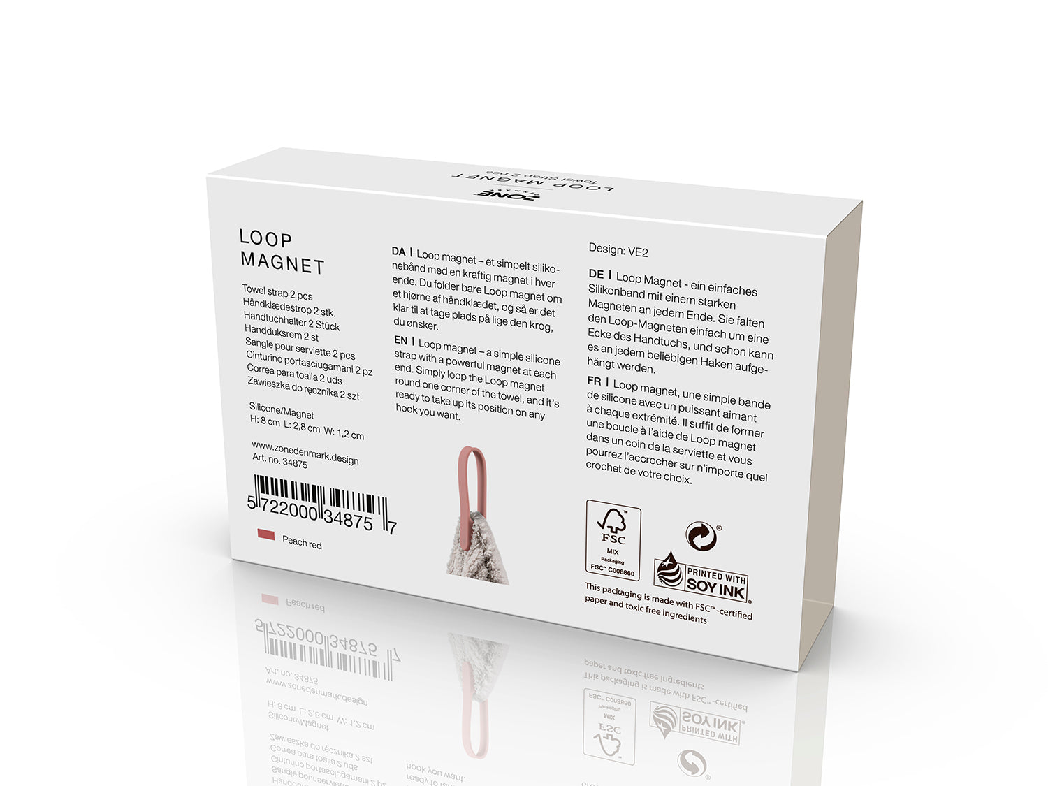 Sangle pour serviette Loop magnet en Silicone/Aimant Peach Red Zone Denmark - Mathon - 4